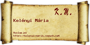 Kelényi Mária névjegykártya